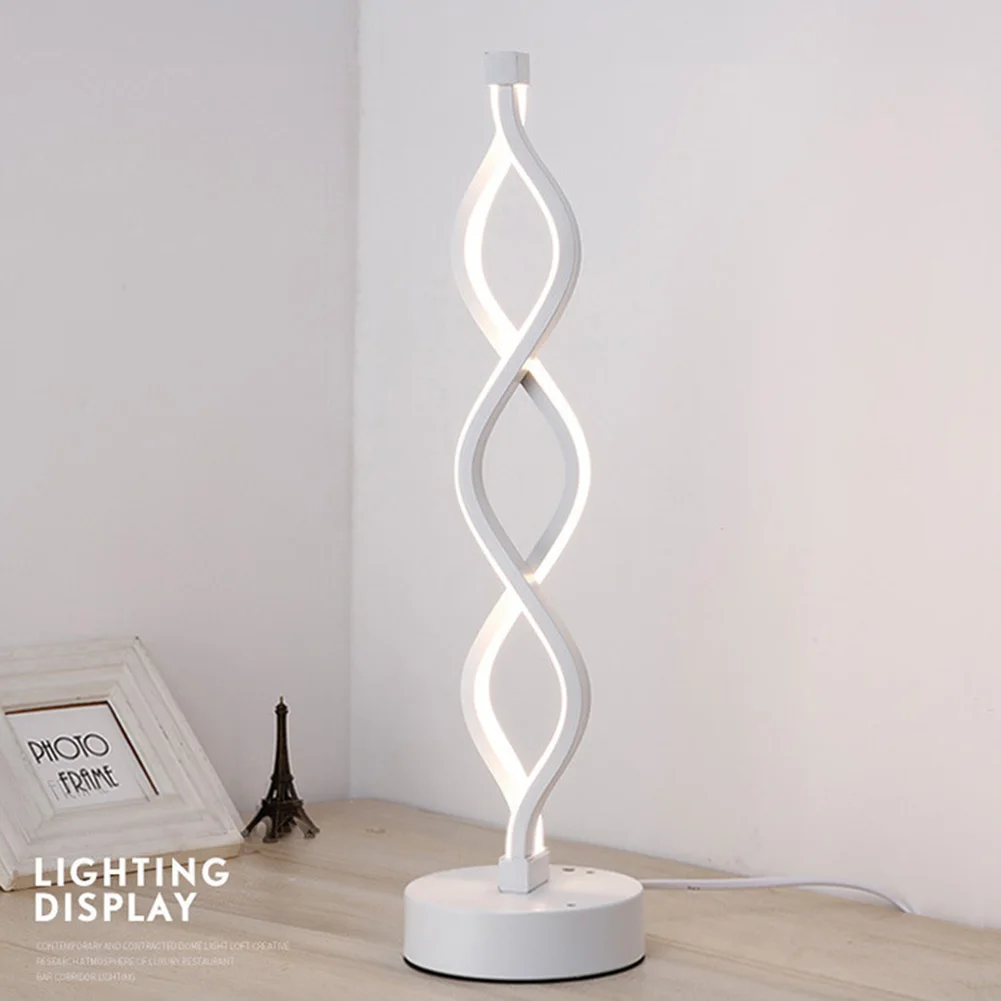 Spiral Wave LED Table Lamp Easy Install Energy-Saving Modern Dimmable Desktop Bedside Decorative Lamp Acrylic Lamp Lightting