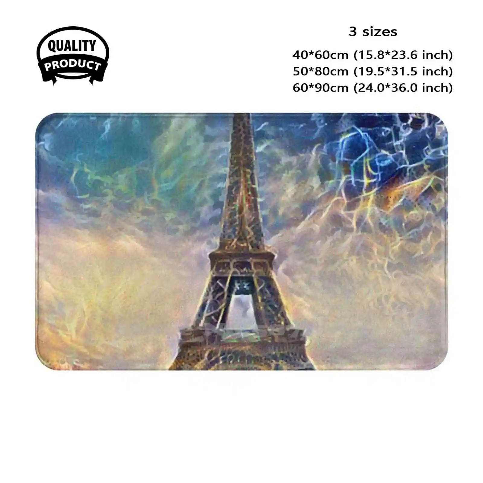 Eiffel Tower-Conjecture Soft Cushion Home Carpet Door Mat Car Rug Eiffel Tower Abstract Prophecy France Blue French Paris Witch