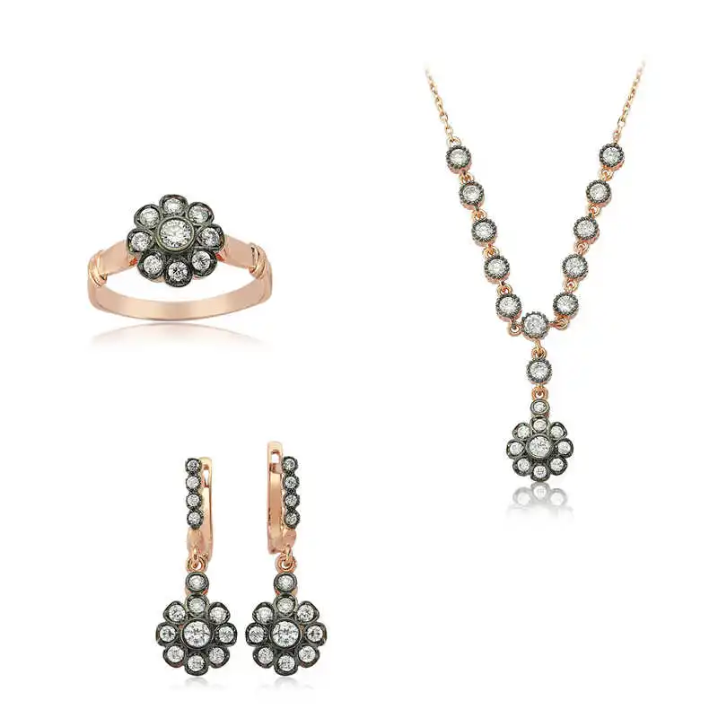 Silver Diamond Montür Flower Women 'S Set