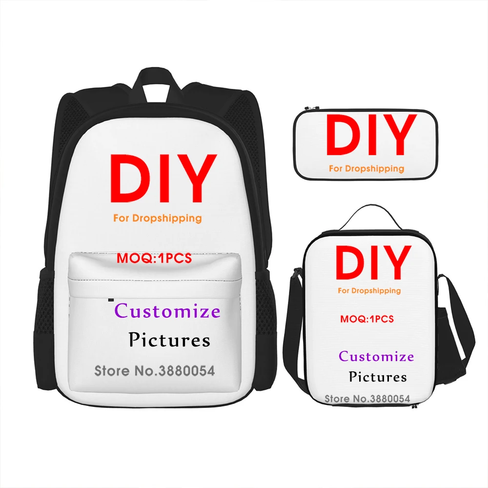 

Noisydesigns Custom Children Backpack 3 Sets With Lunch Pencil Bag Women Fashion Notebook Laptop Girl Schoolbag 2021 Dropship