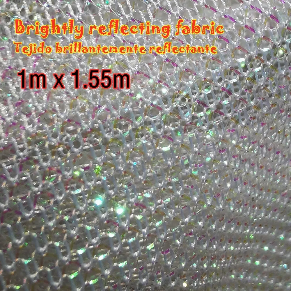 1m Bright Reflected fabric Squid phototaxis bait cloth Jig Fish DIY Fishing lure Raw material Iridescent Flash Pearl White glow