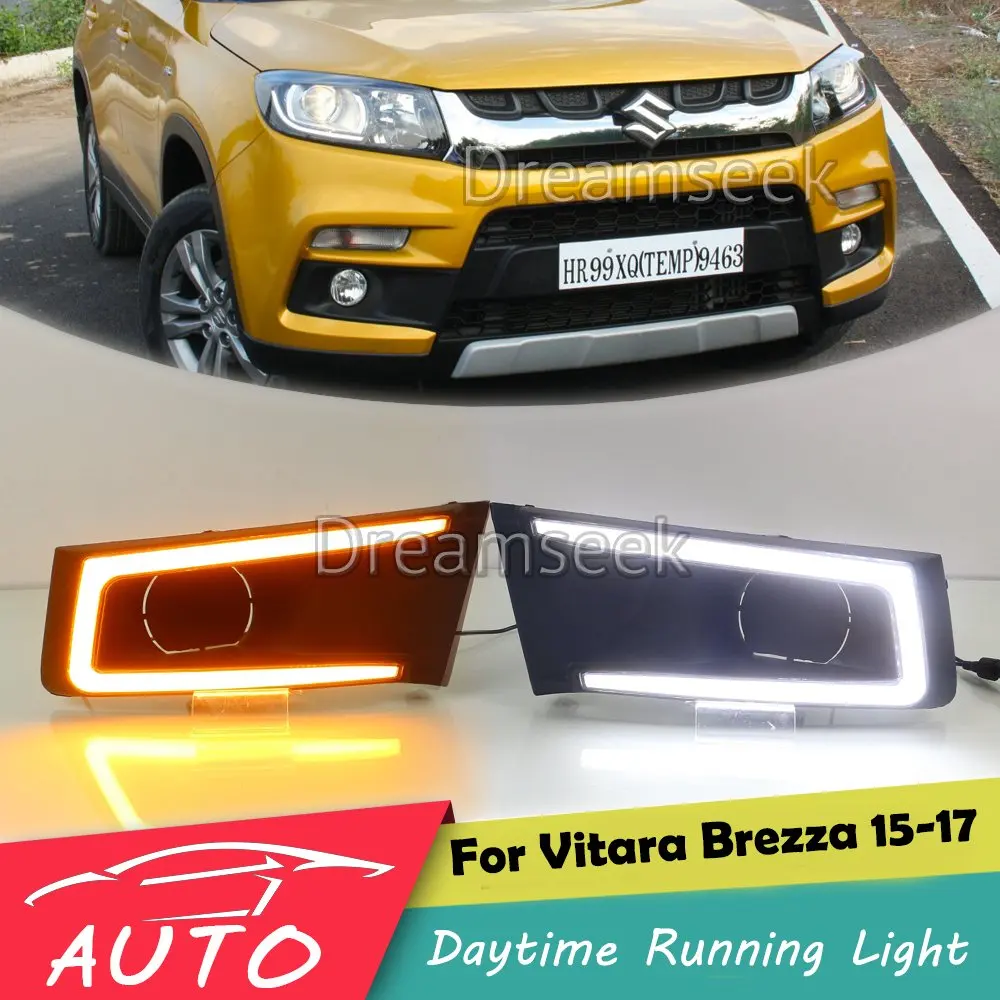 

DRL For Suzuki Vitara Brezza 2015 2016 2017 LED Car Daytime Running Light Driving Fog Day Lamp With Turn Signal