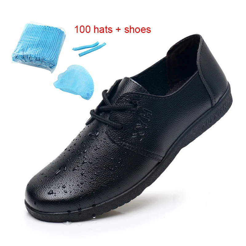 

Chef Waiter Shoes , Hotel and Restaurant Kitchen Shoe, Soft Work Non-slip Flat Shoes, Black Oil Proof Waterproof Female Shoes