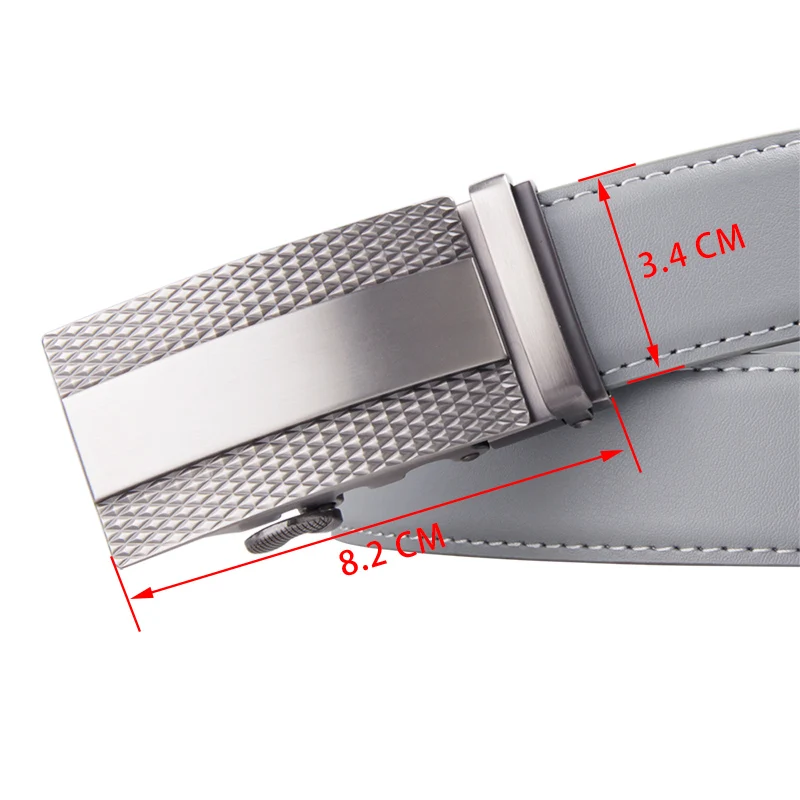 Ceinture en cuir véritable de luxe pour hommes, sangle en métal automatique, ceinture grise, environnement masculin, marque célèbre, qualité