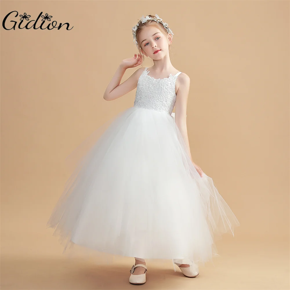 Spaghetti Straps Princess Flower Girl Dress Kids Wedding Ceremony Birthday Party Evening Gown Ball Event Festivity Celebration