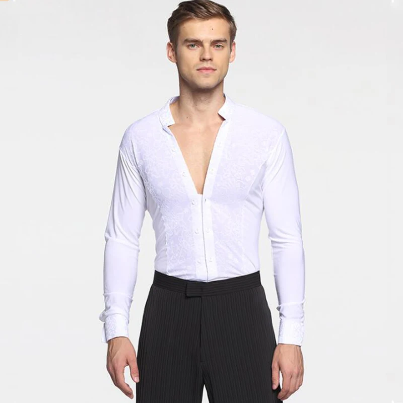 Men Latin Dance Only Long shirt Garment Dance Waltz Ballroom Dance Garment Performance latin man shirts Garment Top Pants