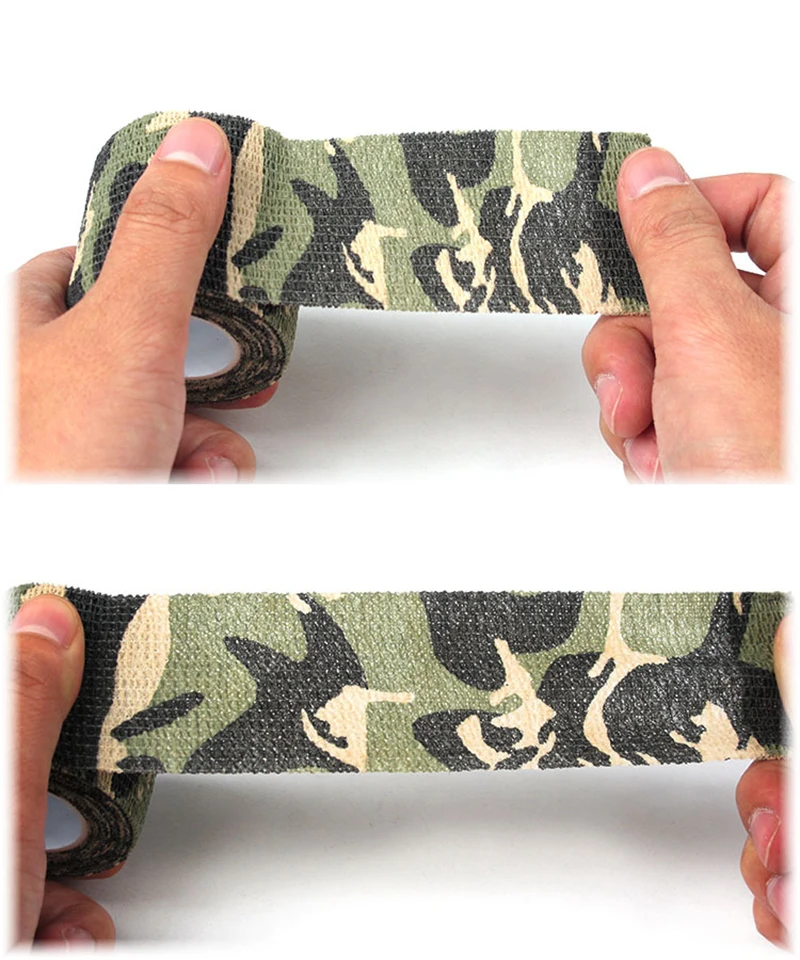 5cm*4.5m Tactical Camo Tape Hunt Disguise Elastoplast Camouflage Elastic Wrap Tape Self-Adhesive Ankle Knee Finger Arm Bandage