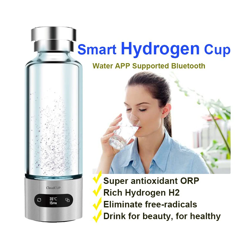 Nuvem-CUP Rastreador Hidratação Inteligente Garrafa 480ml Fabricante De Água De Hidrogênio Bluetooth IOS/Android App Touchscreen Termômetro