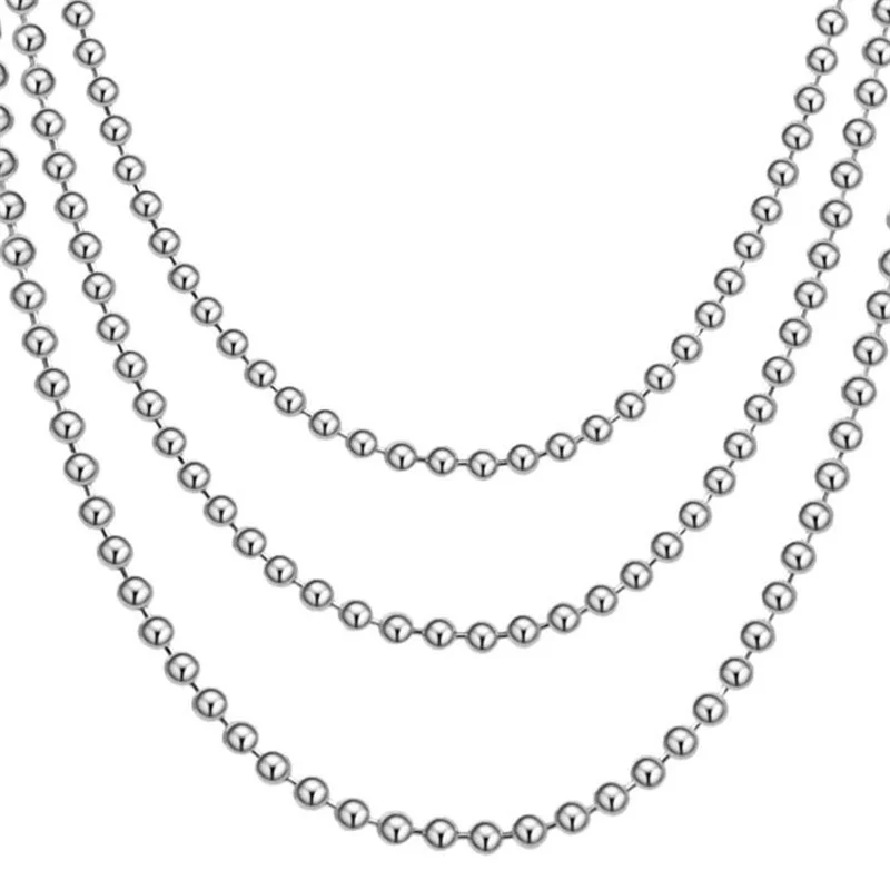 Cadena de bolas de cuentas de acero inoxidable con cierre de conector para collar, llavero, accesorios para hacer joyas, 5m, 1,2/1,5/2/2.4/3mm