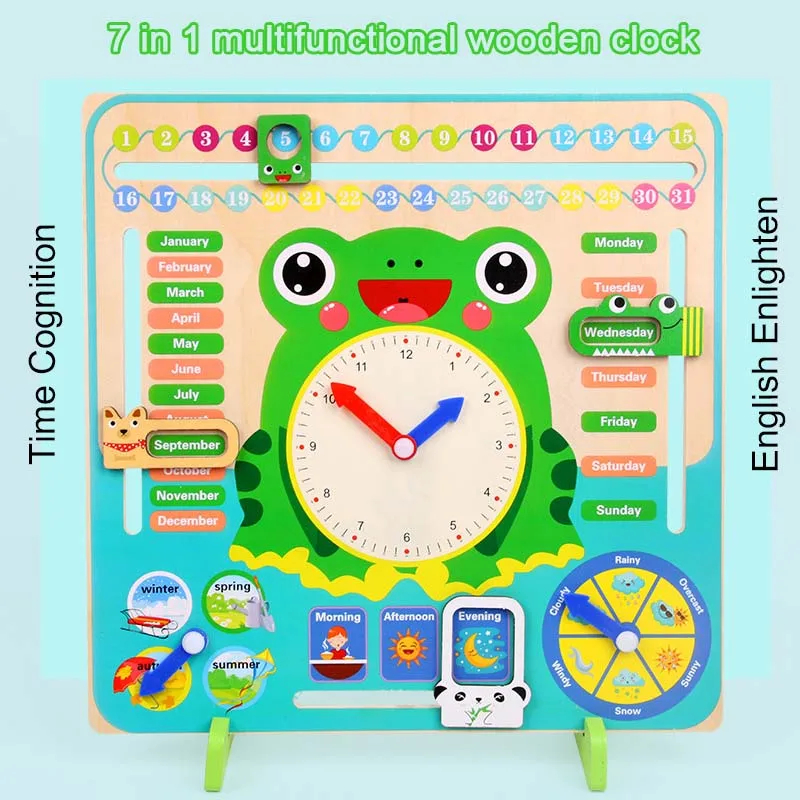 Calendarios Learning Resources Kids Clock Calendar Time Weather Chart Cognitive Calendar Baby Wooden Montessori Board Game