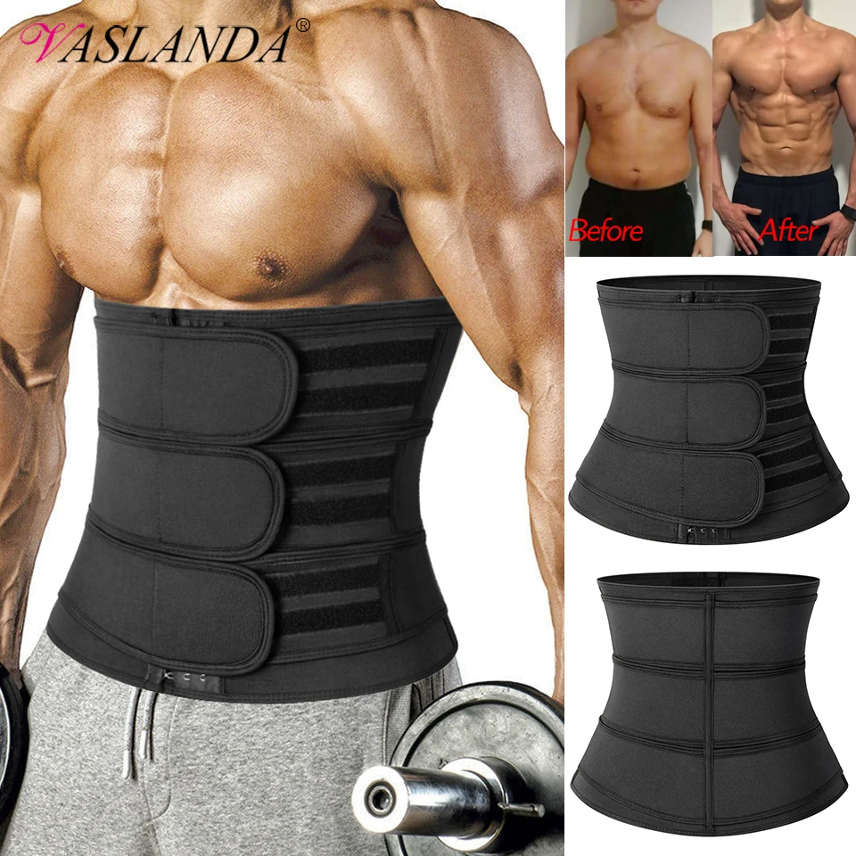 Men Body Shaper Waist Trainer Corset Slimming Belt Weight Loss Fitness Fat Burner Sweat Trimmer Sauna Girdle Modeling Straps