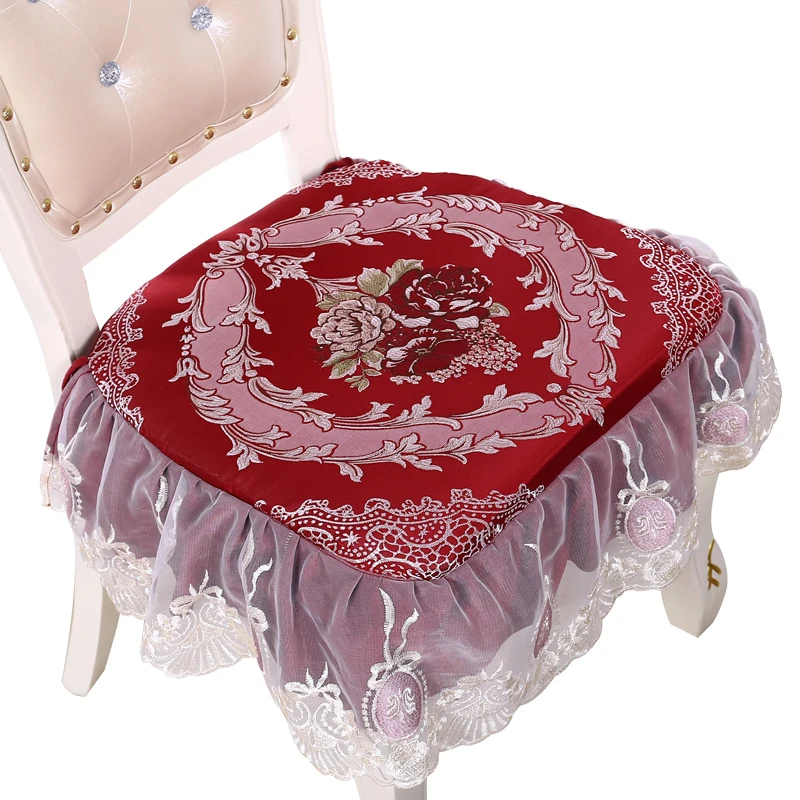 

Hot Sale Europe Style Lace Chair Cushions Thicken Home Decoration Cushion 12 Colors Supe Soft Seat Cushion Can Be Fixed On Chair