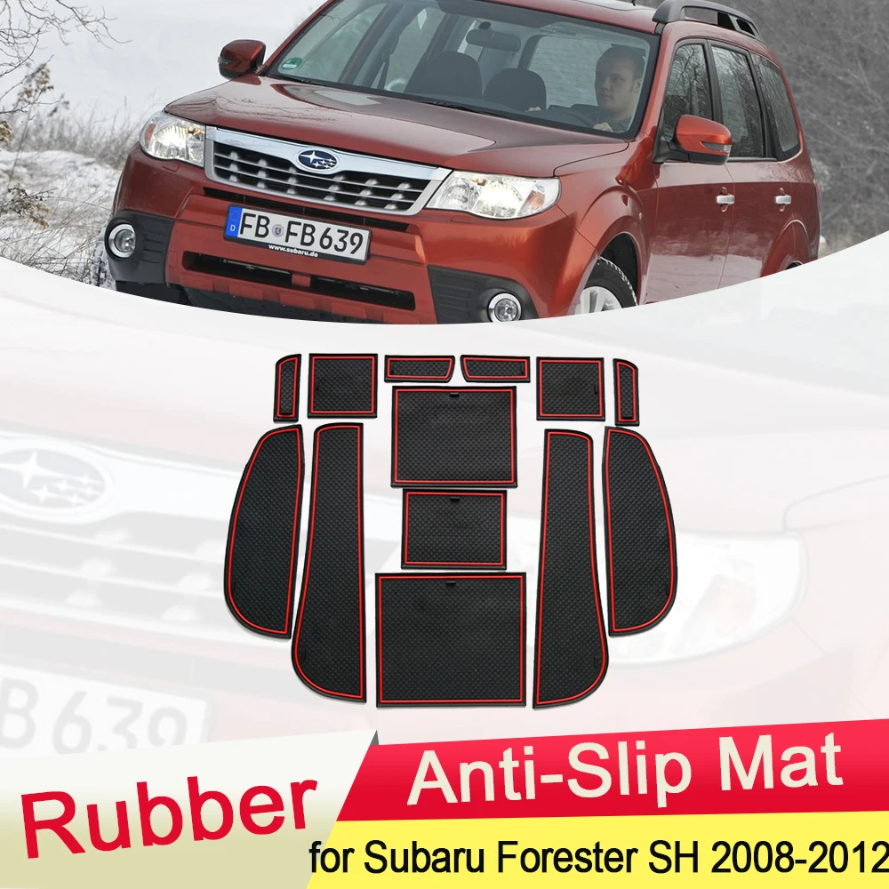 for Subaru Forester SG SH SJ SK 2008 2009 2010 2011 2012 Rubber Anti-slip Mat Door Groove Cup pad Gate slot Interior Accessories