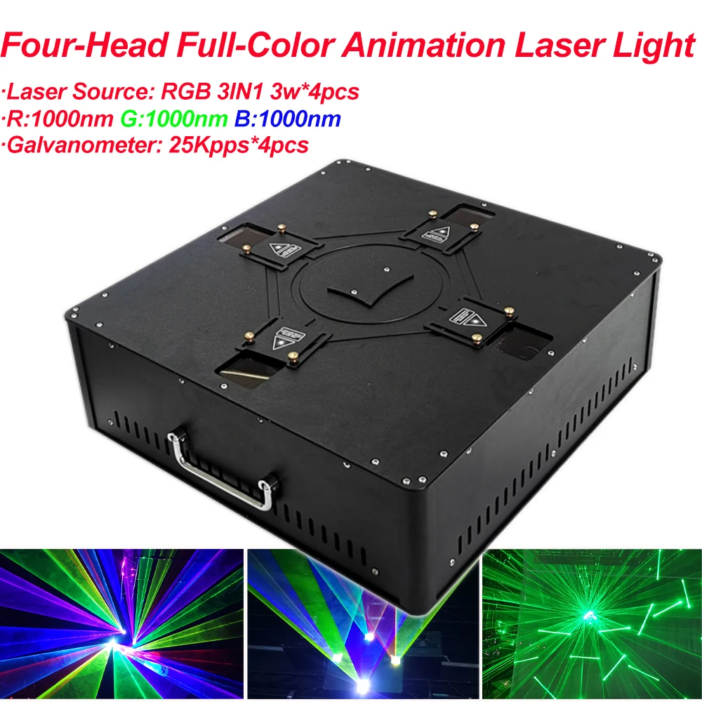 4x3W Full Color Animation Laser Light Projector 25kppcs Laser Scanning Night Lights 60/108CH Control For Halloween DJ Stage