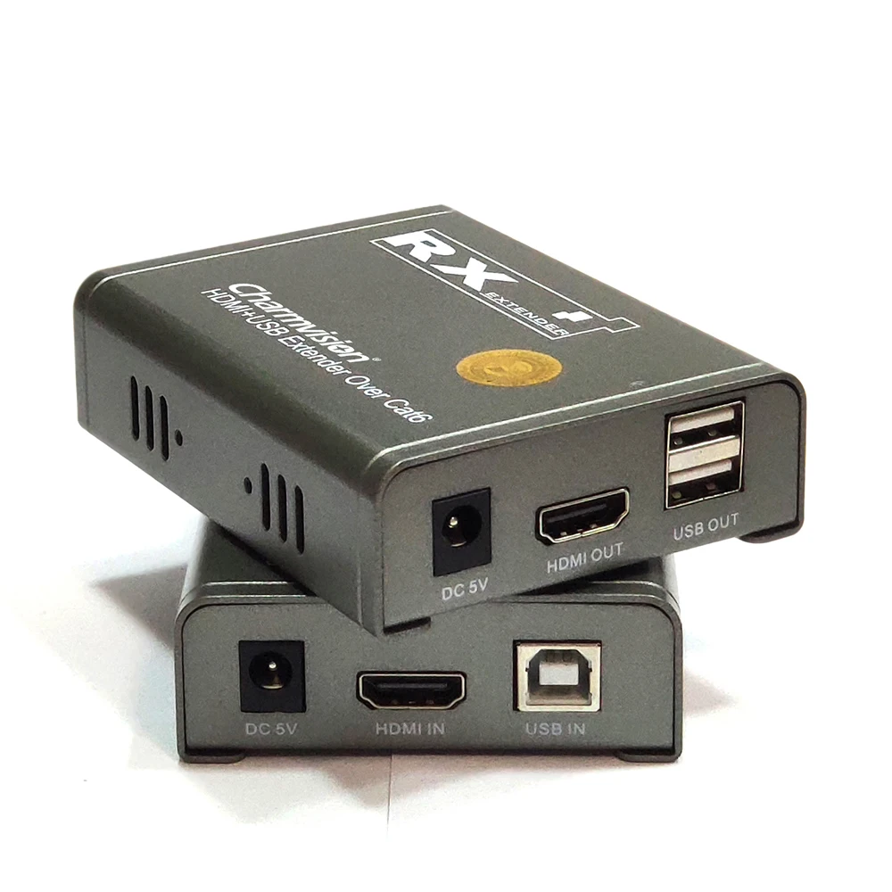 Charmvision-Cable extensor de Cable Cat6 para Control remoto de PC, Monitor DVR, HDMI, salida Local, EKU60H, 60m, 196ft, USB, KVM