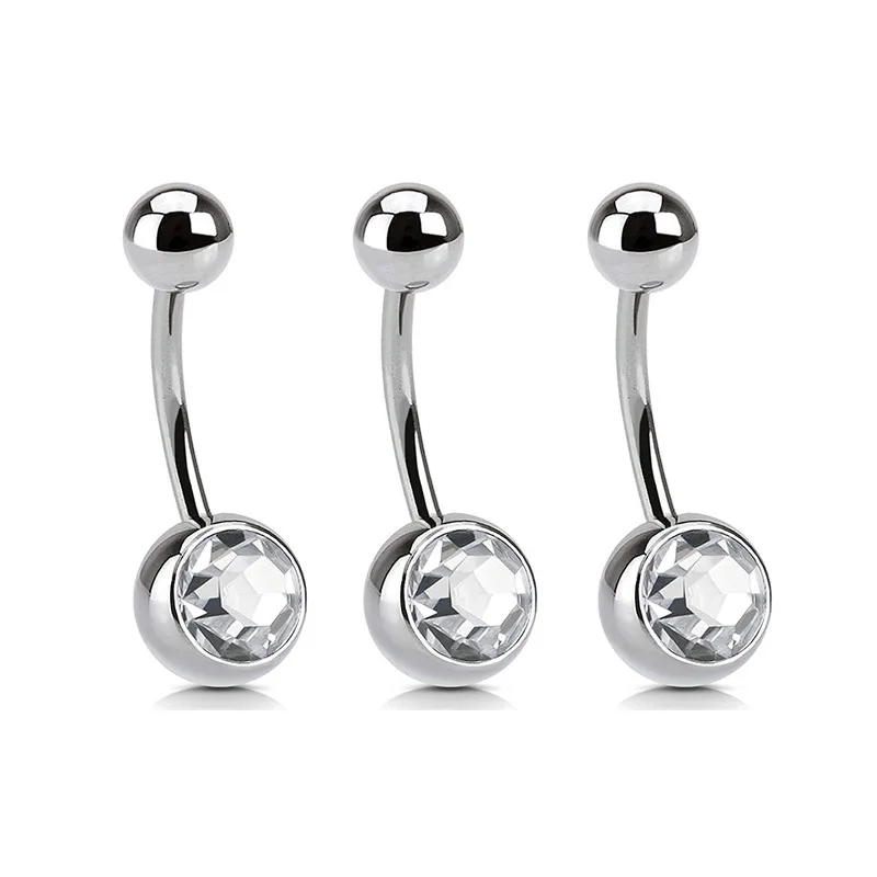 Titanium G23 F136 Belly Button Body Jewelry Bezel Gem Ball Belly Navel Piercing