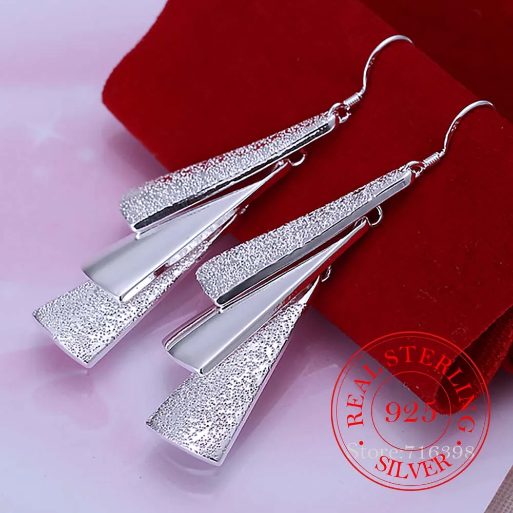 100% Real 925 Sterling Silver Korean Vintage Long Stick Tassel Dangle Earrings For Women 2020 Engagement Wedding Jewelry Gift