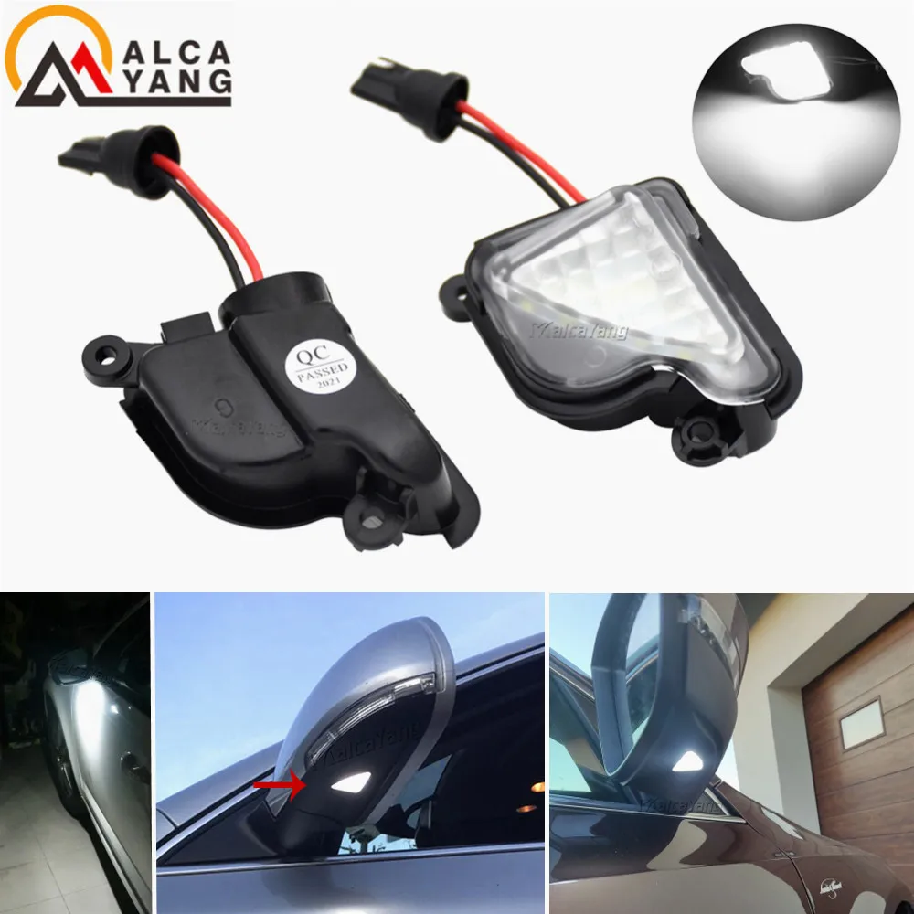 2Pcs 6000K White LED Under Side Mirror Light Puddle Lamps For Skoda Octavia 3 2 5E 1Z 2004-2020 Skoda Superb 3 2 B6 B8 2008-2021