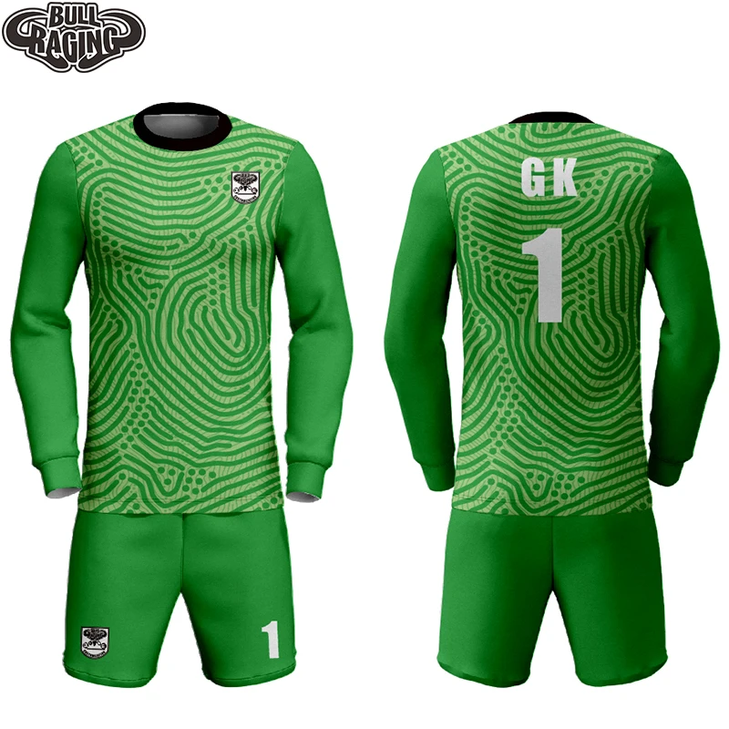 

Custom Longsleeve Green Color Soccer Jersey Uniform GK Kits Sublimation Printing Soccer Sportswear