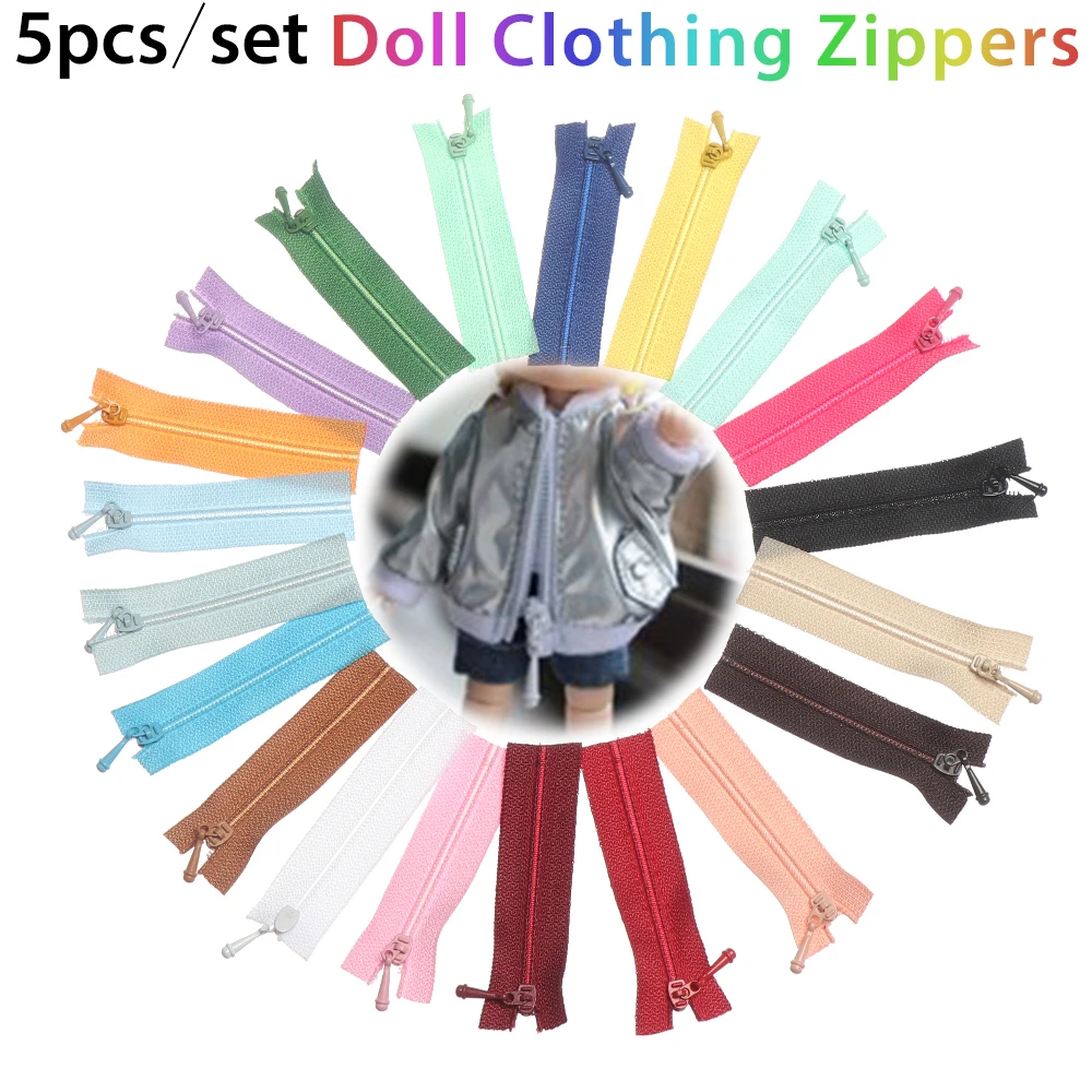 5pcs/set 5*1.7cm Mini Zipper Doll Clothing Zipper DIY Handmade Sewing Scrapbooking Garment Applique DIY Doll Clothes Accessory