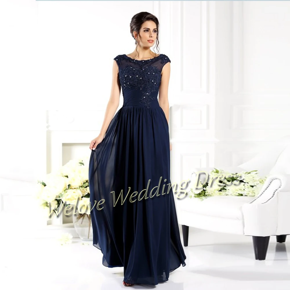 Einfache Marineblau Mutter Der Braut Kleid Chiffon Bodenlangen Elegante Braut Guest Kleider Plus Größe Zipper Zurück Vestidos novia