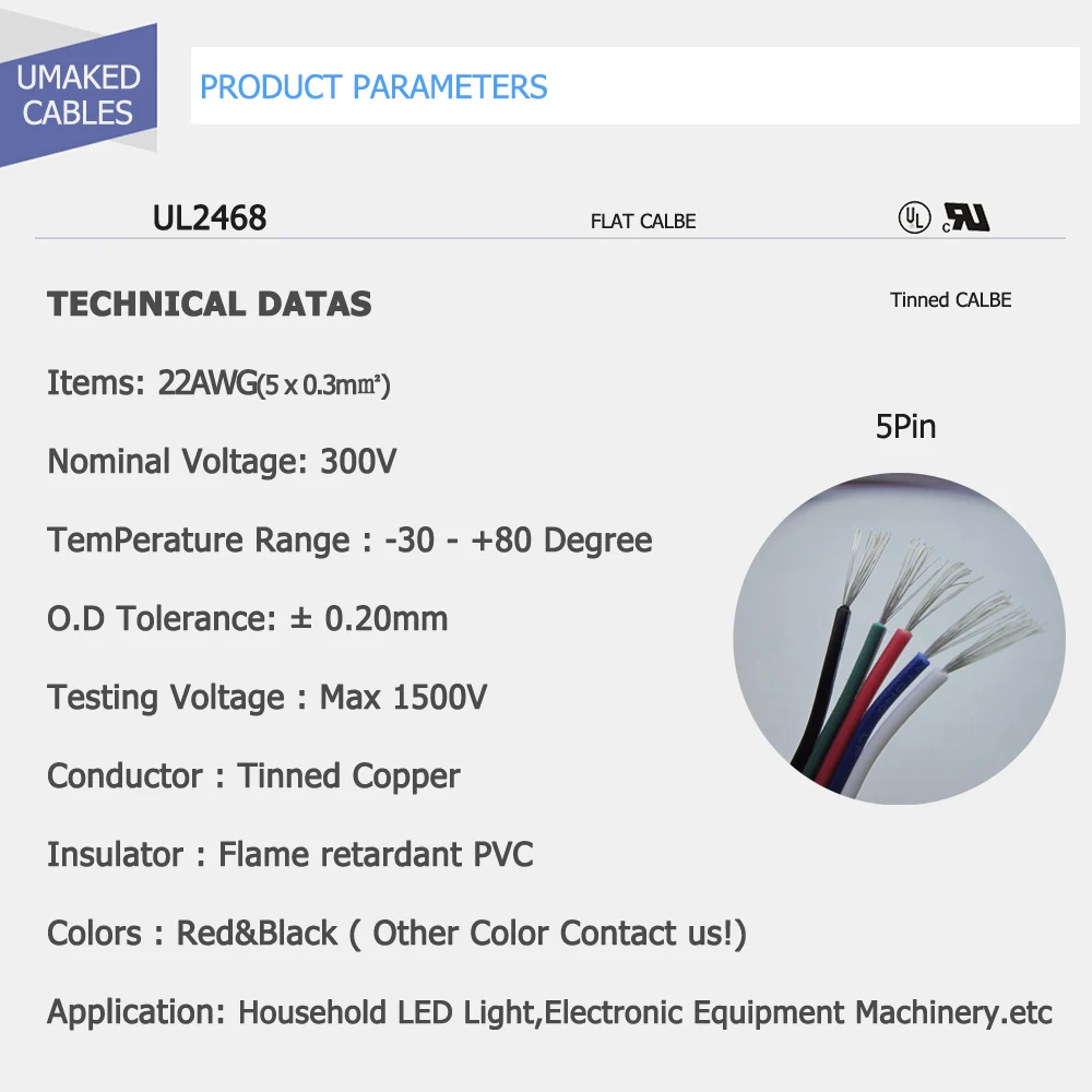 5m 10m 50m 5Pin 22AWG LED cable Channels RGBWW Tinned Copper Wire for 5050 3528 LED  Strip Extension Extend Wire Cord Connector