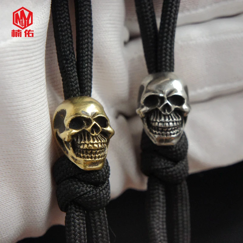 1PC Evil Smile Skull Brass Copper EDC Paracord Beads Lanyard Pendants Knife Beads Umbrella Rope Cord Bracelet Beads Pendants