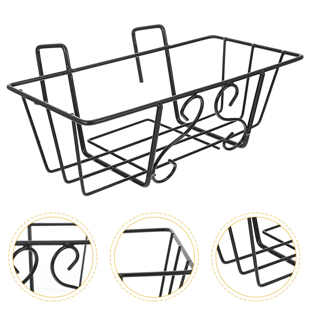 Hanging Planter Plant Flower Balcony Railing Pot Holder Rack Stand Shelf Metal Rail Flowerpot Fence Iron Outdoor Wall