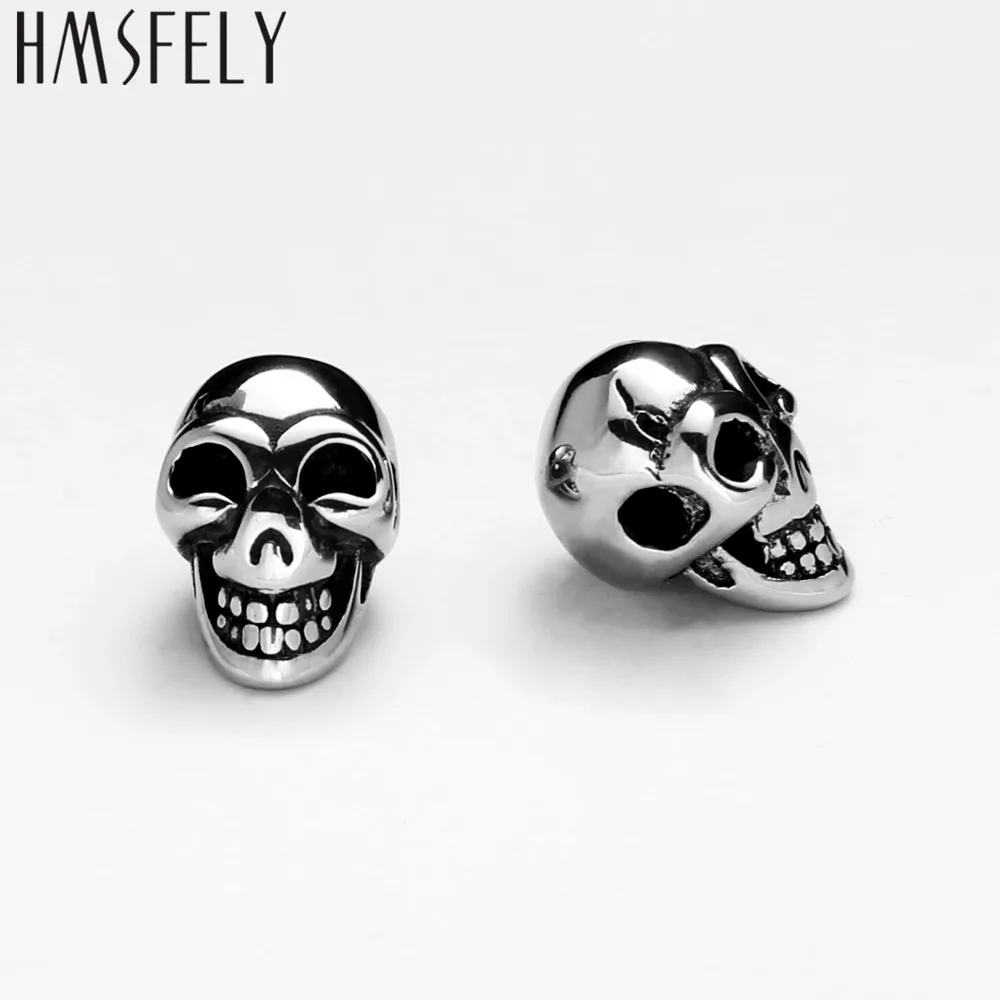 HMSFELY 316L Stainless Steel 2mm Small Hole Skull Beads Accessories For DIY Beaded Bracelet Making Skeleton Bead Findings 5pcs