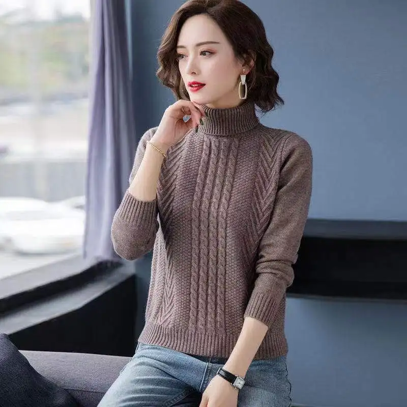 100% Cashmere Sweater Women Roll Collar Pullover Turtleneck Knit Jersey Oversize Thick Warm Winter Clothes Basic Long Sleeve Top