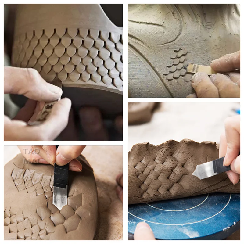 Pottery Tools Stainless Steel Trowel Dragon Scale Fish Scale Roof Tile Texture Tool Carving Pattern Clay Sculpture Modeling Tool