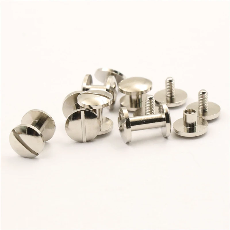 10sets Brass Binding Chicago Screws Nail Studs Rivets Plating Sliverfor Photo Album Leather Craft Belt Wallet Fasteners