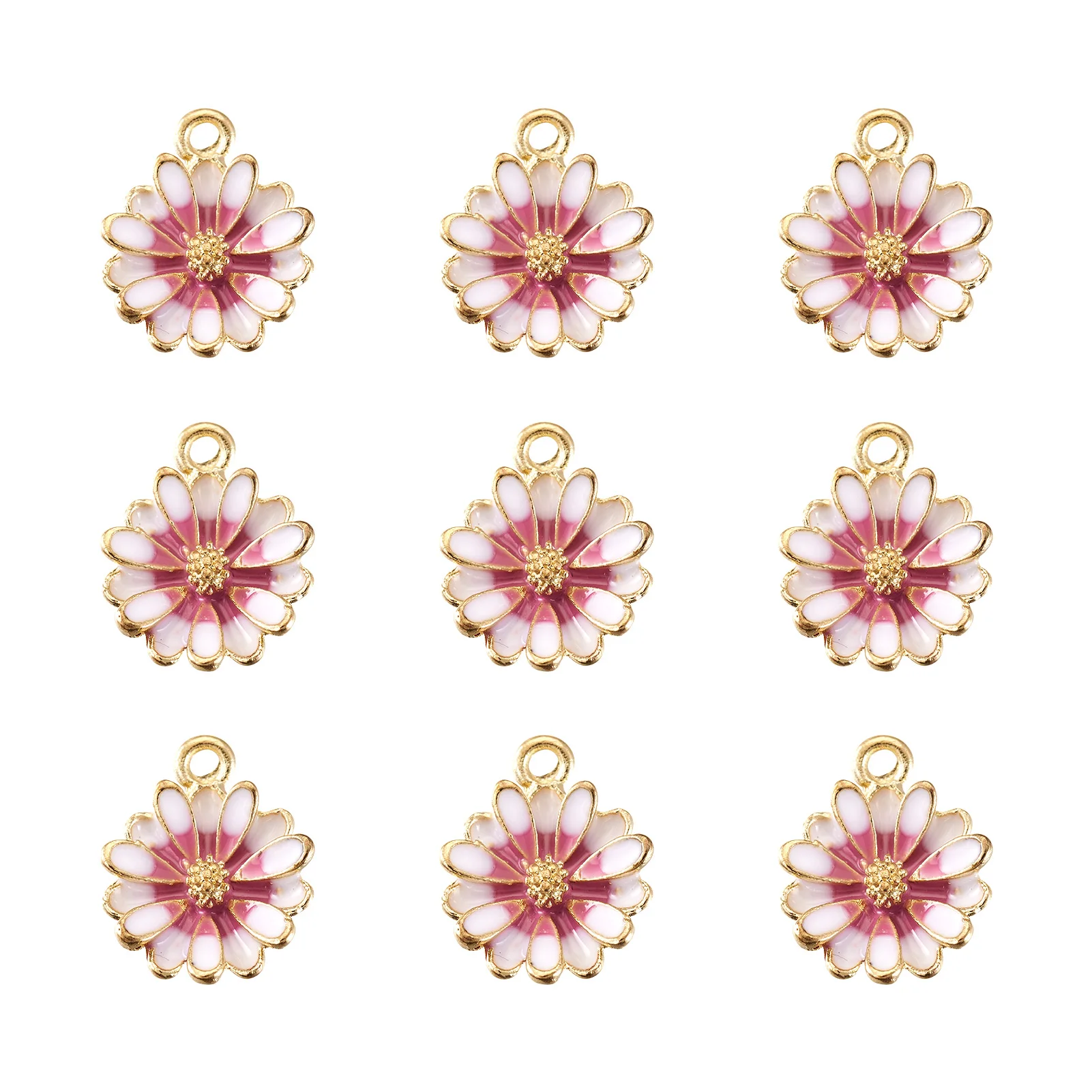 5Pcs Alloy Enamel Sakura Flower Pendant Charms For DIY Earring Dangle Necklace Findings Jewelry Making Accessories