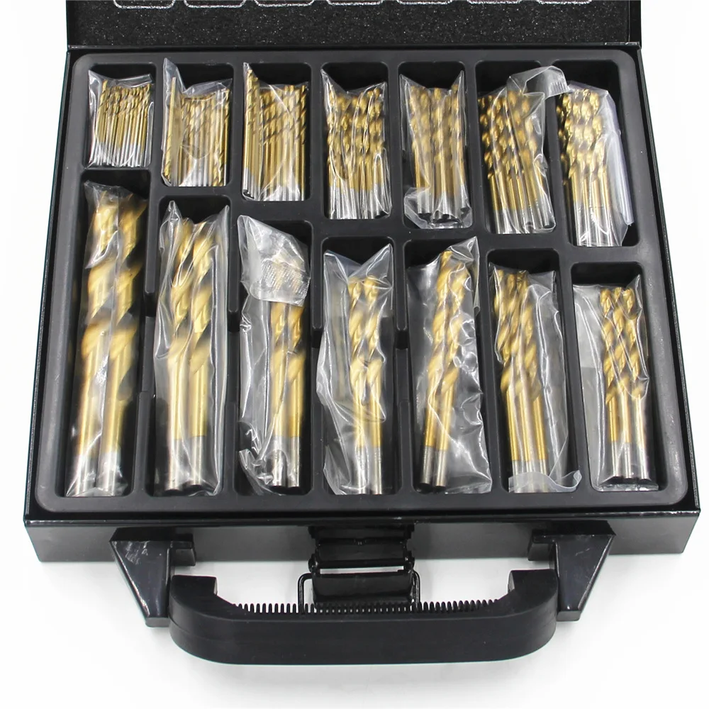 Iron box 99pc titanium plated twist drill woodworking hole opener steel plate drilling bit set