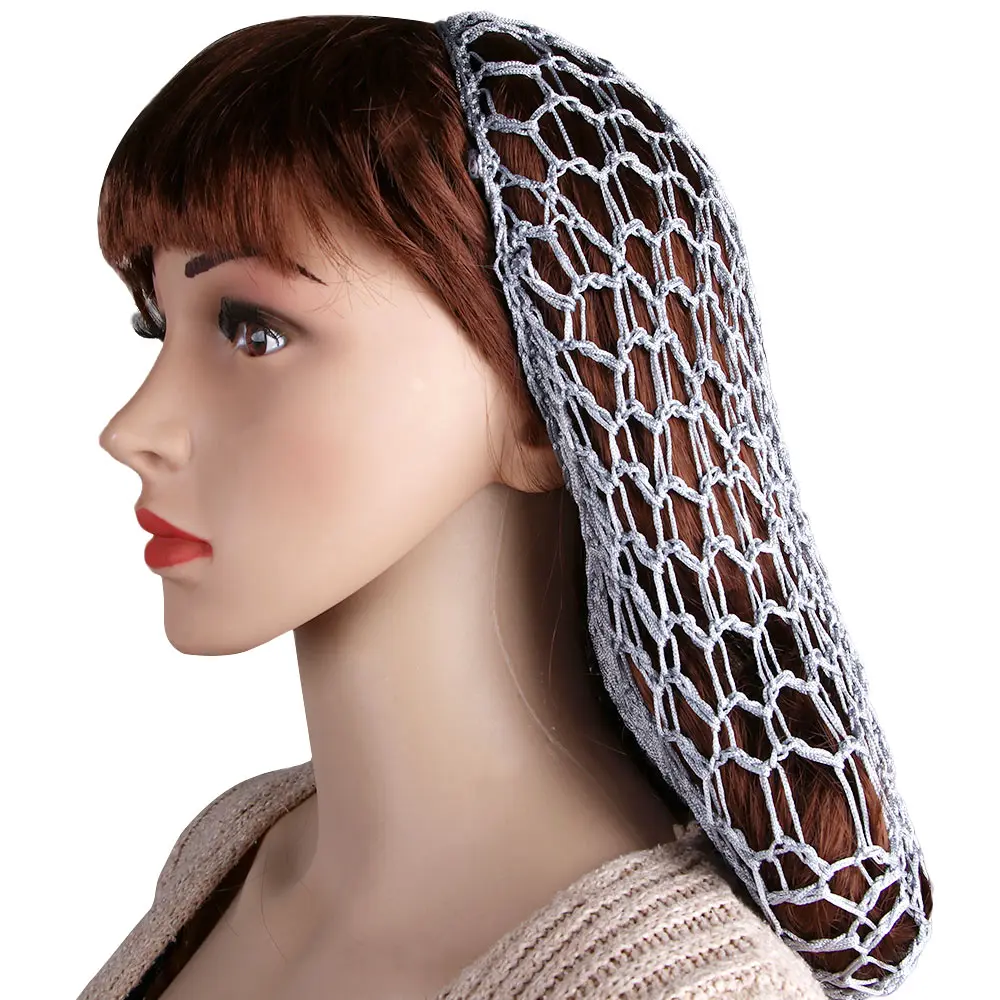 Geniş bant örgü Snood saç Net bantlar Lady türban saç aksesuarları kadınlar yumuşak Rayon tığ saç filesi büyük boy örgü şapka kap