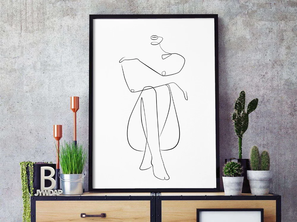 رسم خط واحد للسيدات، طباعة شخصية أنثى، لوحة فنية جدارية لجسم المرأة، فن عاري قابل للطباعة، ملصق تجريدي، السيد، e wall deouette، anlis #6
