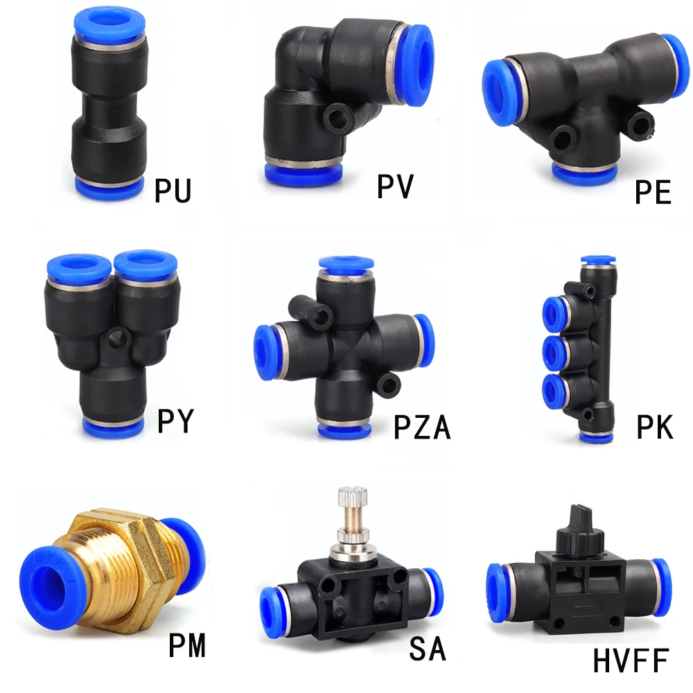 Pneumatic connector PY PE PU PV PM PZA PK SA HVFF hose connector 4-16mm plastic hose connector compressor quick connector