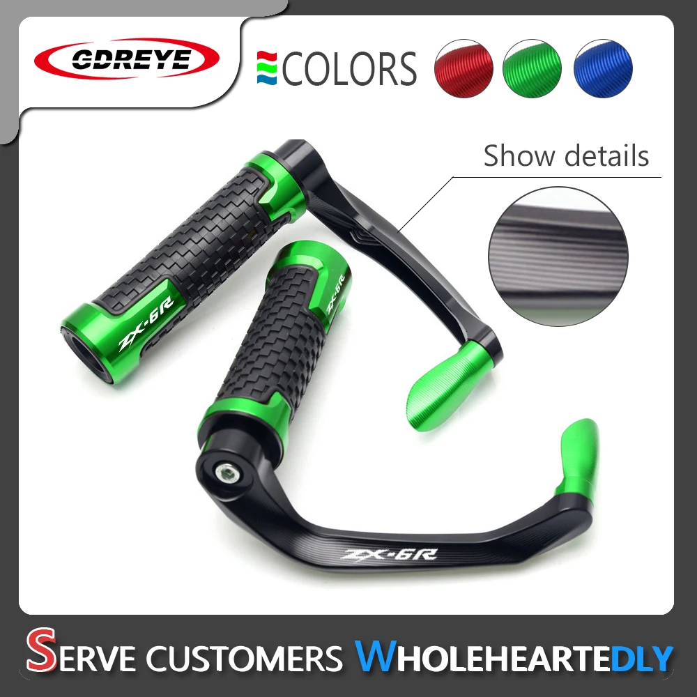 

For KAWASAKI ZX6R ZX-6R ZX-636 Motorcycle Universal Handlebar Grips Handle Bar with logo ZX6R