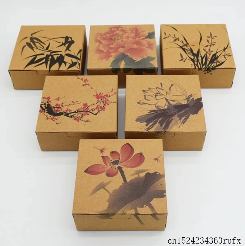 200 Pcs Classic Candy Package Biscuit Gift Box Chinese Ink and Wash Painting Style Mooncake Box