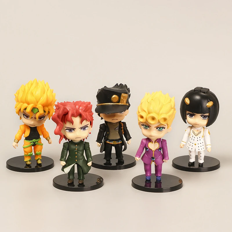 5 Pcs/Set JoJo's Bizarre Adventure Giovanna Bruno Mista JOJO Mini Cute Standing Ver. PVC Action Figure Model Toy Gift 10cm