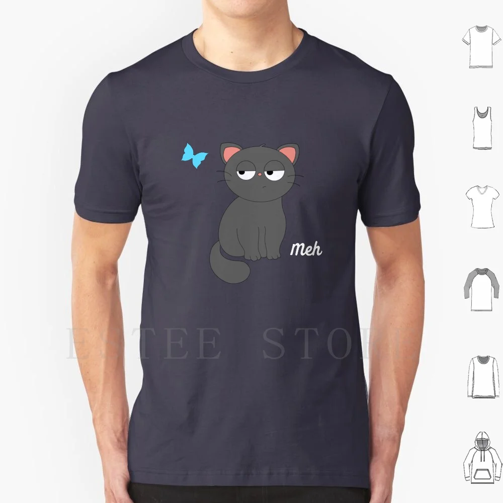 Meh Funny Indifferent Cat Lover T Shirt Print Cotton Meh Cat Funny Cat Kawaii Cat Cute Cat Indifferent Cat Cat Cat Lover Pet