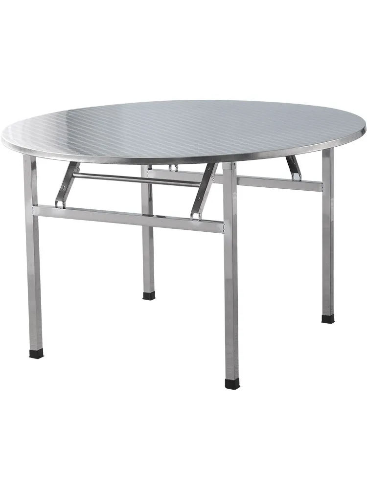 Stainless Steel Foldable Table Large Round Table One-Piece Dining Table