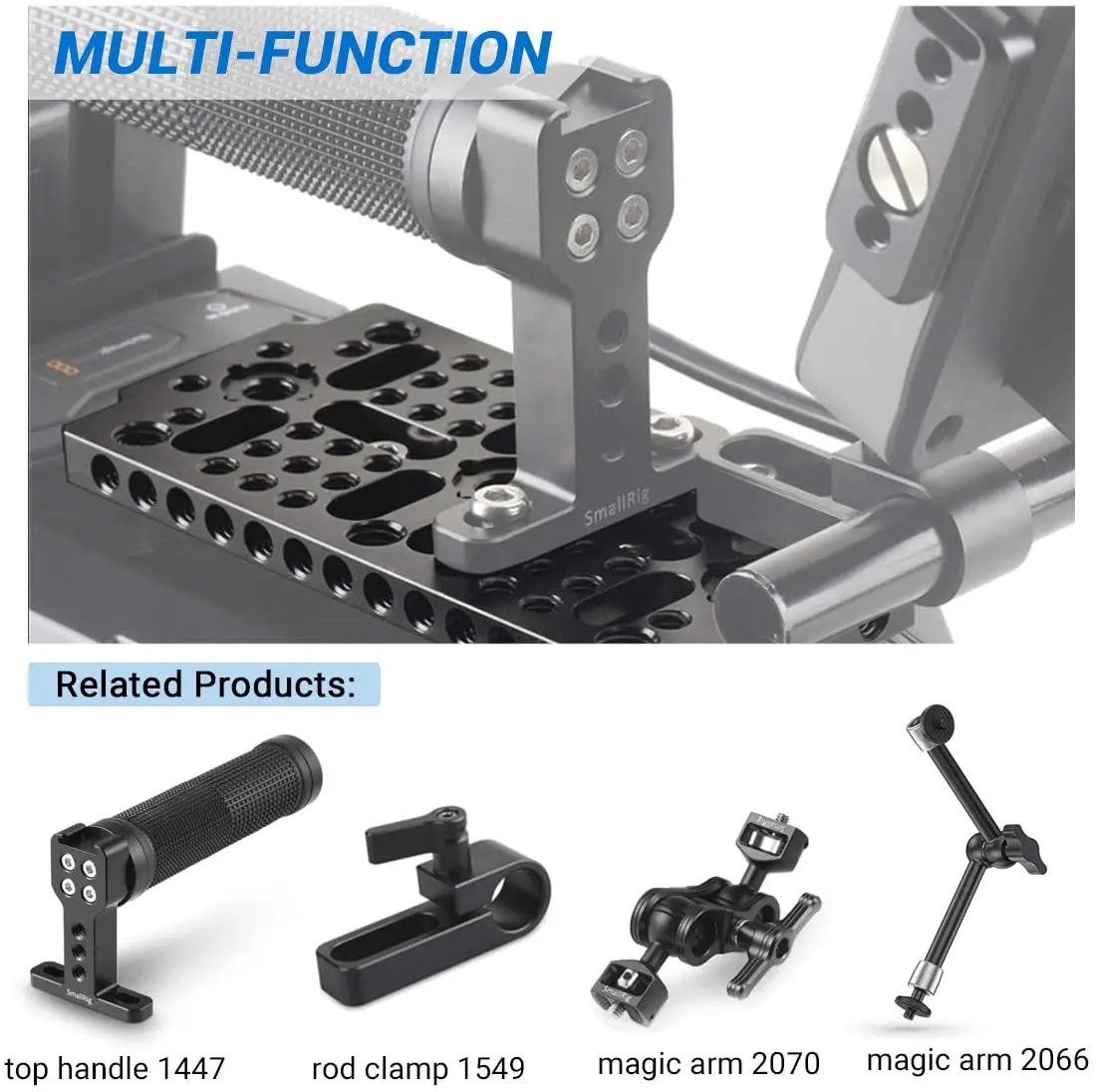 Piastra di commutazione multiuso SmallRig per blocco ferroviario/piastra per formaggio con telecamera a coda di rondine con 1/4 3/8 fori