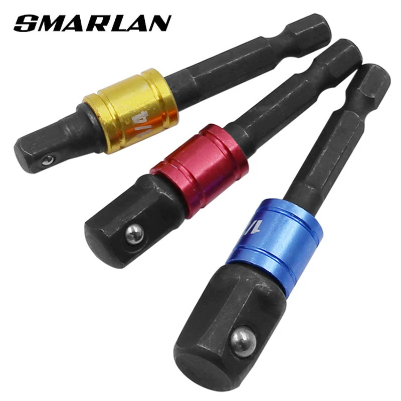 Shank Drill Socket Adapter for Impact Driver with Hex Shank to Square Socket Drill Bits Bar Extension Set 1/4\