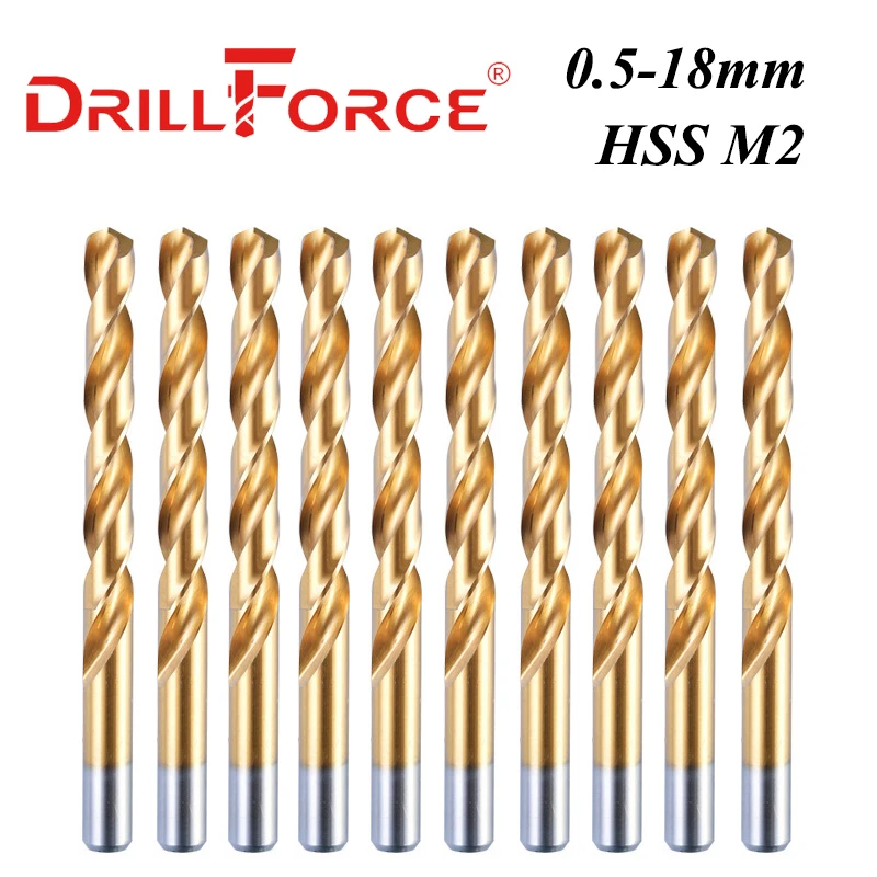 10PCS 0.5mm-18mm Drill Bits Set HSS M2 Twist Metal Wood Drill Bit (0.5/0.6/1.5/2/2.5/3/4/4.5/5/5.5/6/6.5/7/8/10/12/14/16/18mm)