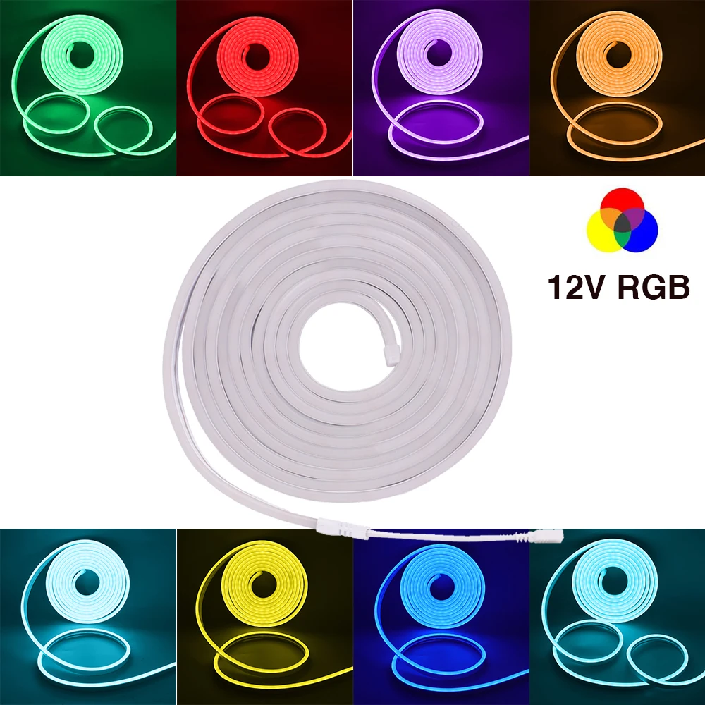 

DC 12V RGB Neon Strip Size 6x12mm Waterproof SMD 3535 96 LEDs/m Flexible Tape Ribbon LED Strip Light For Home Decoration