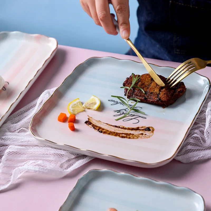 

Dessert Plate Maiden Heart Home Dinner plates Western Steak Personalized Ceramic Plate