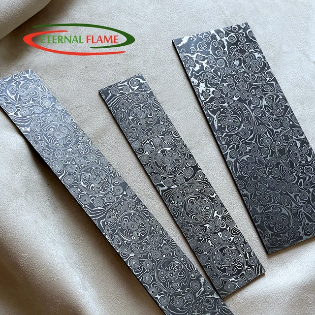 Damaszek steel DIY płyta damaszek surowiec puste ostrze noża DIY twardość powierzchni 52HRC twardość rdzenia 60HRC