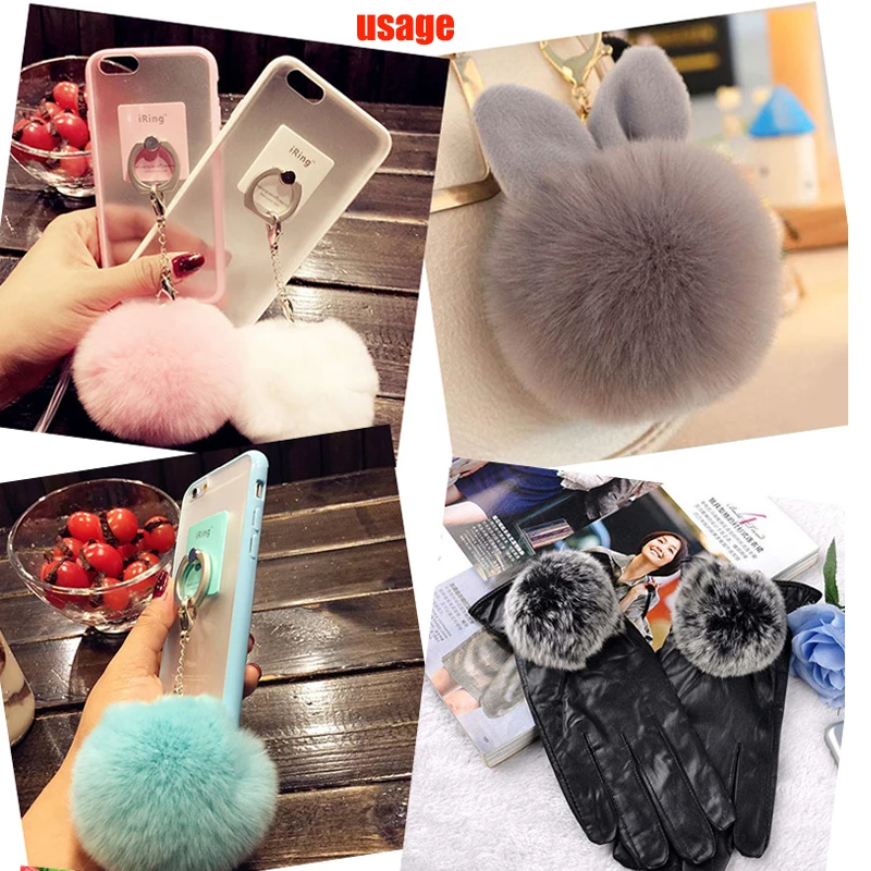 35 Colors DIY 8cm Pompom Ball Artificial Rabbit Hair Ball with Small Elastic Cord for Hats Shoes Bags Scarves Gloves Accessories