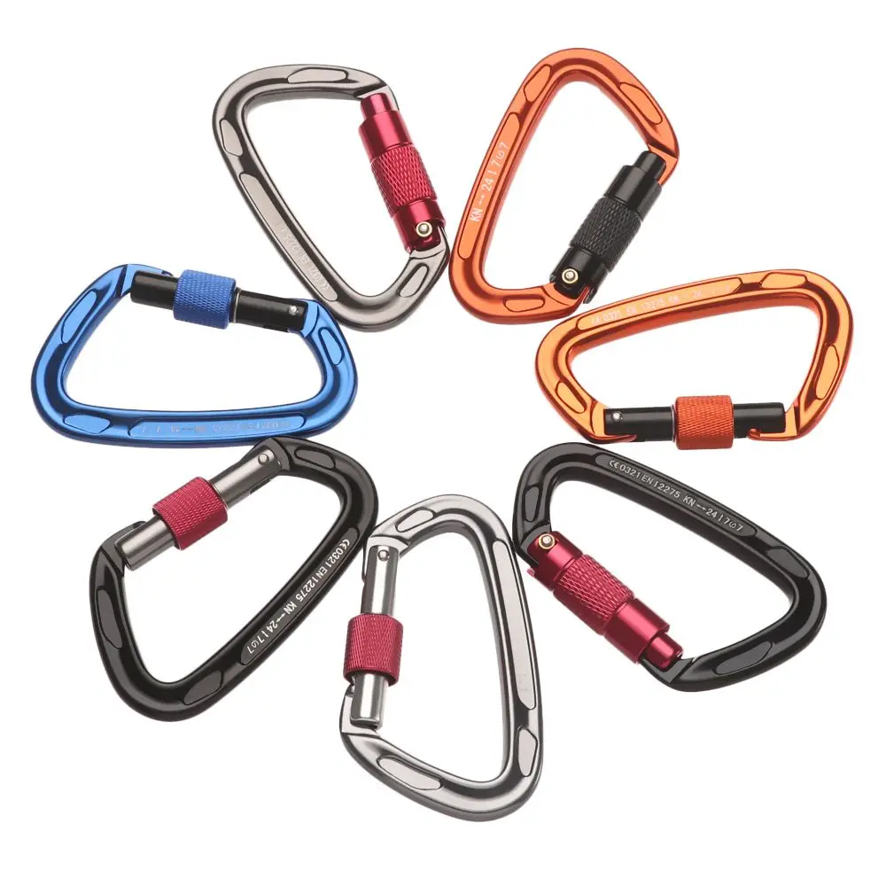 12/23/24/25KN Carabiner D Shape Key Hooks Aluminum Climbing Security Master Lock Outdoor Ascend Tool Mountaineering Equipment